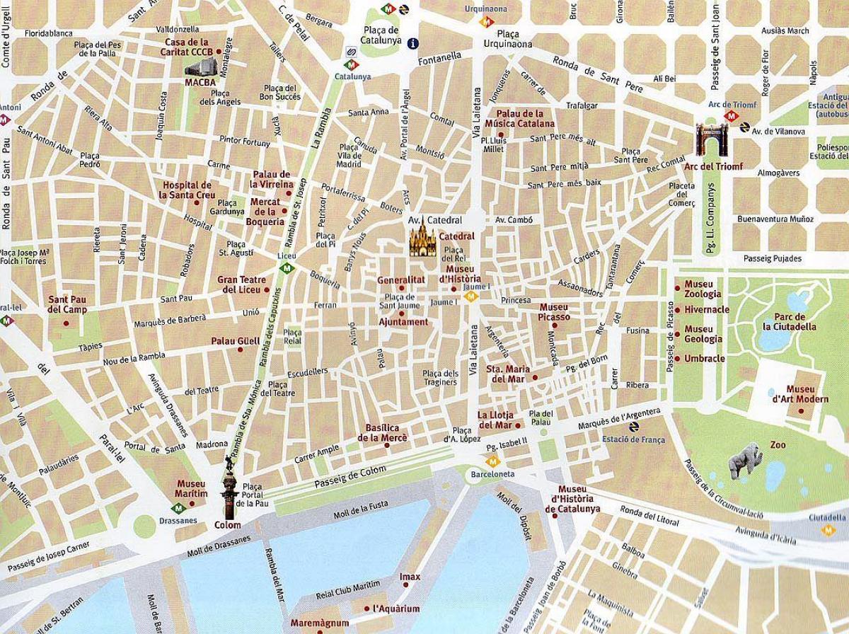 carte de la vieille ville de barcelone