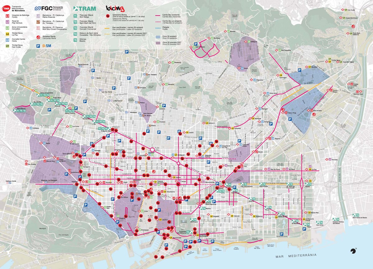 carte de barcelone à vélo 