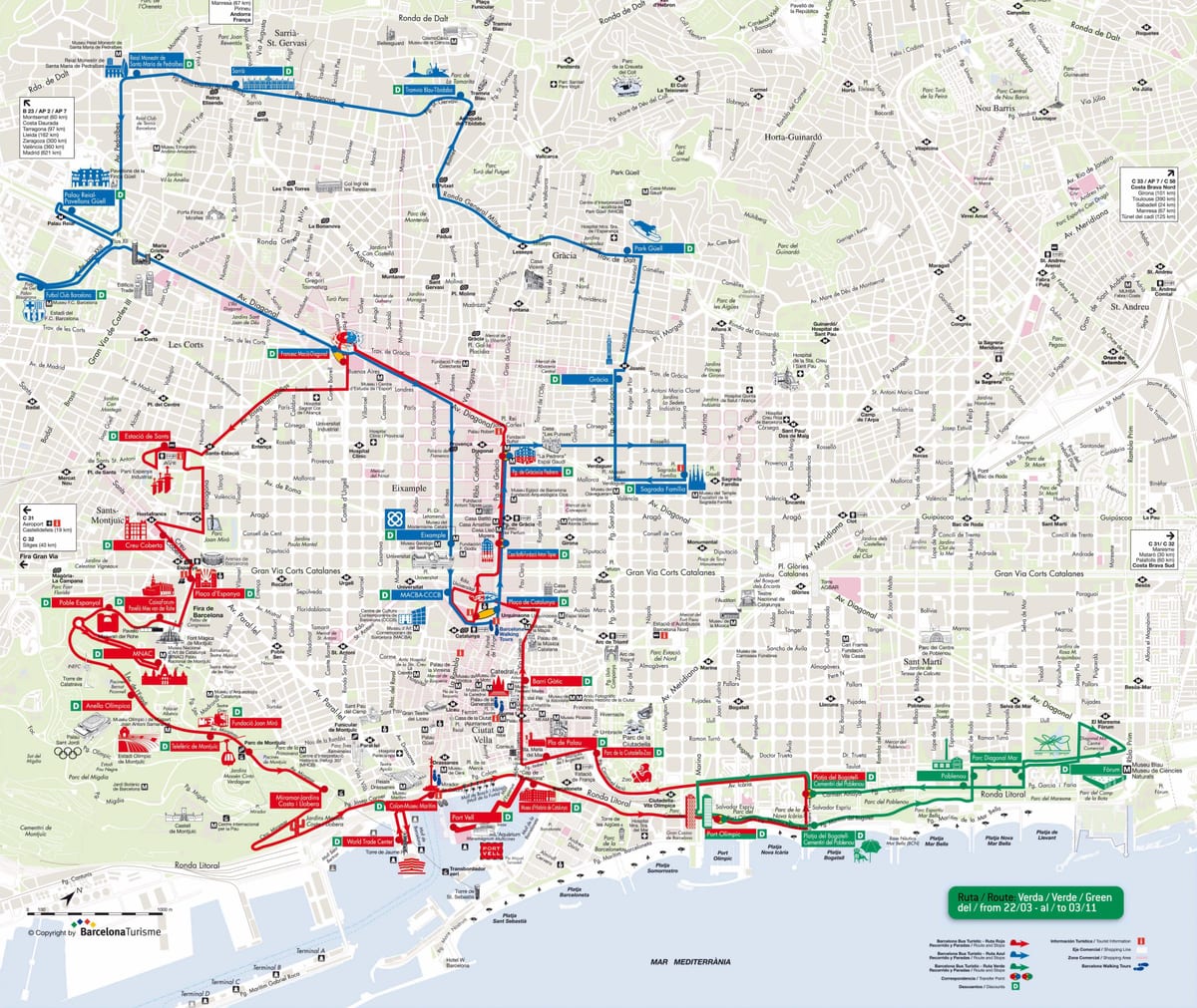barcelone hop on hop off bus de la carte