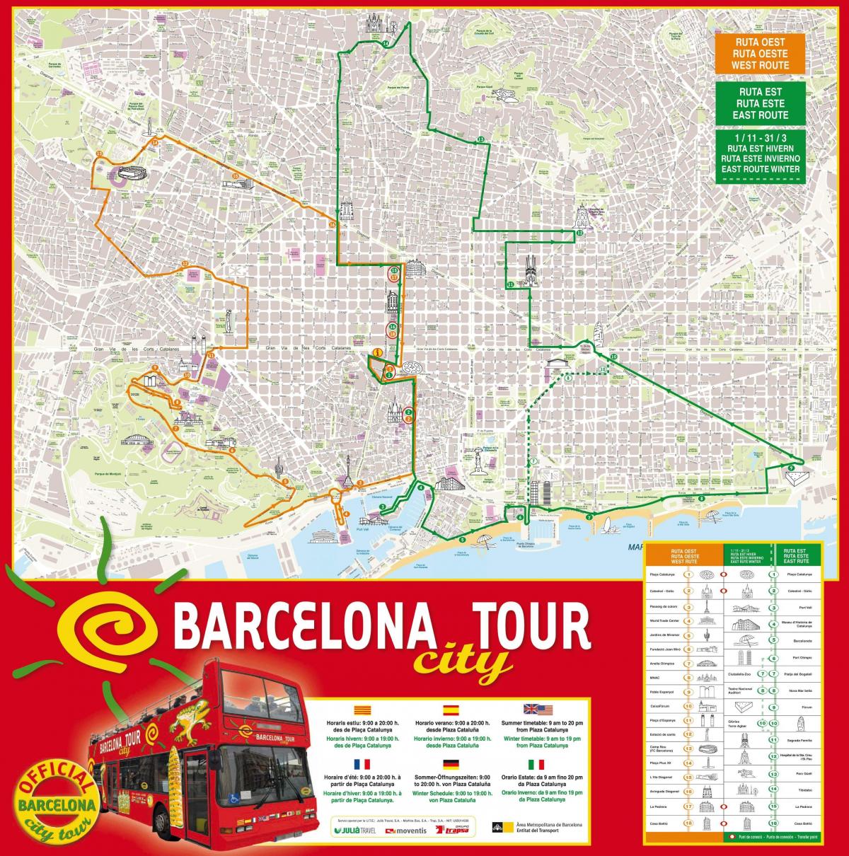Bus Rouge Barcelone Carte Carte De Bus Rouge De Barcelone Catalogne 2437