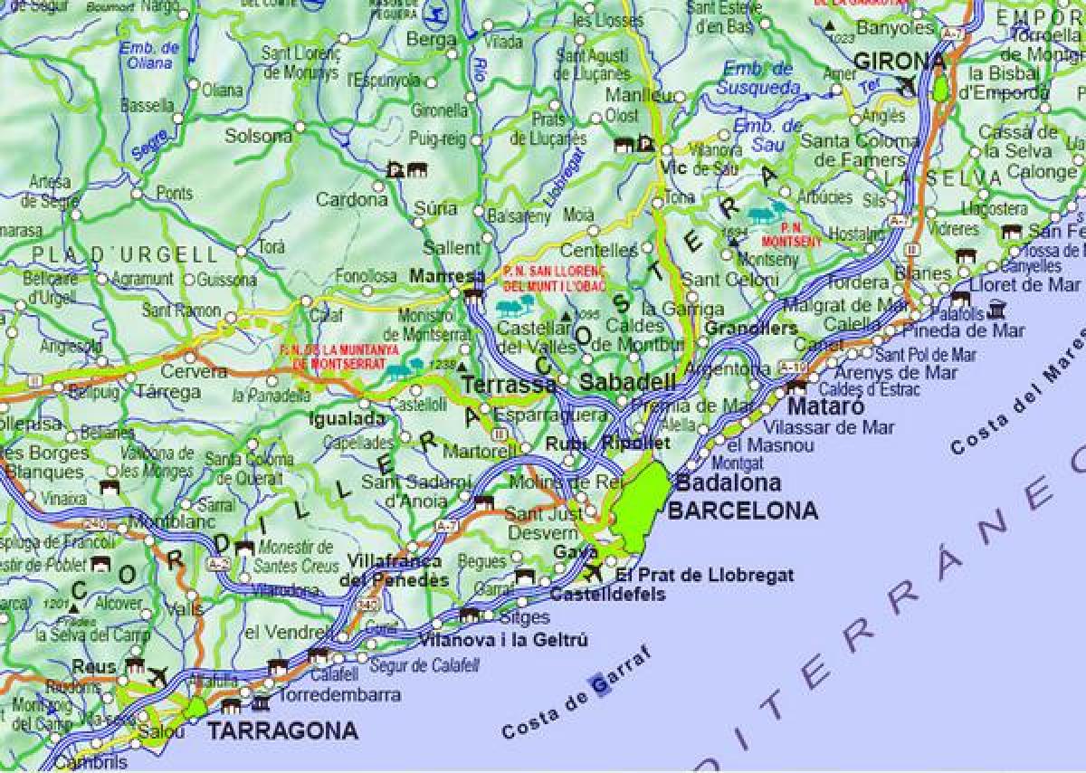 region barcelone carte Carte de la région autour de barcelone   Carte de la carte de la 
