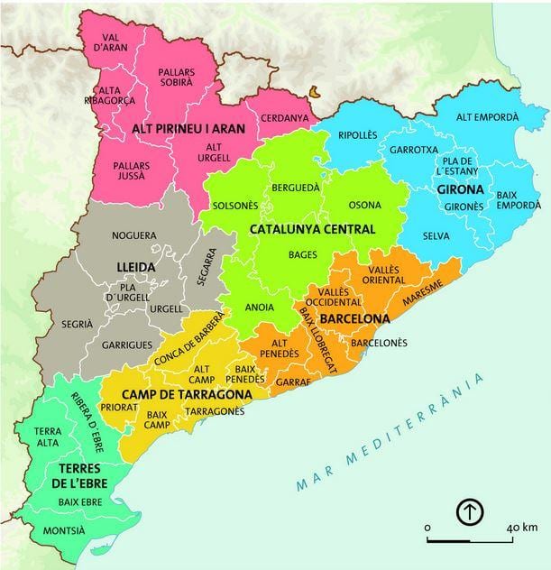 carte de la région de barcelone