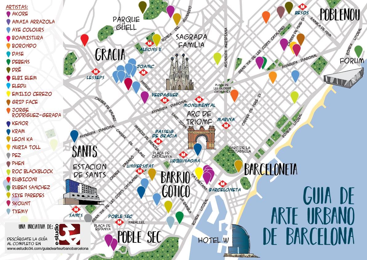 barcelone l'art de la rue la carte