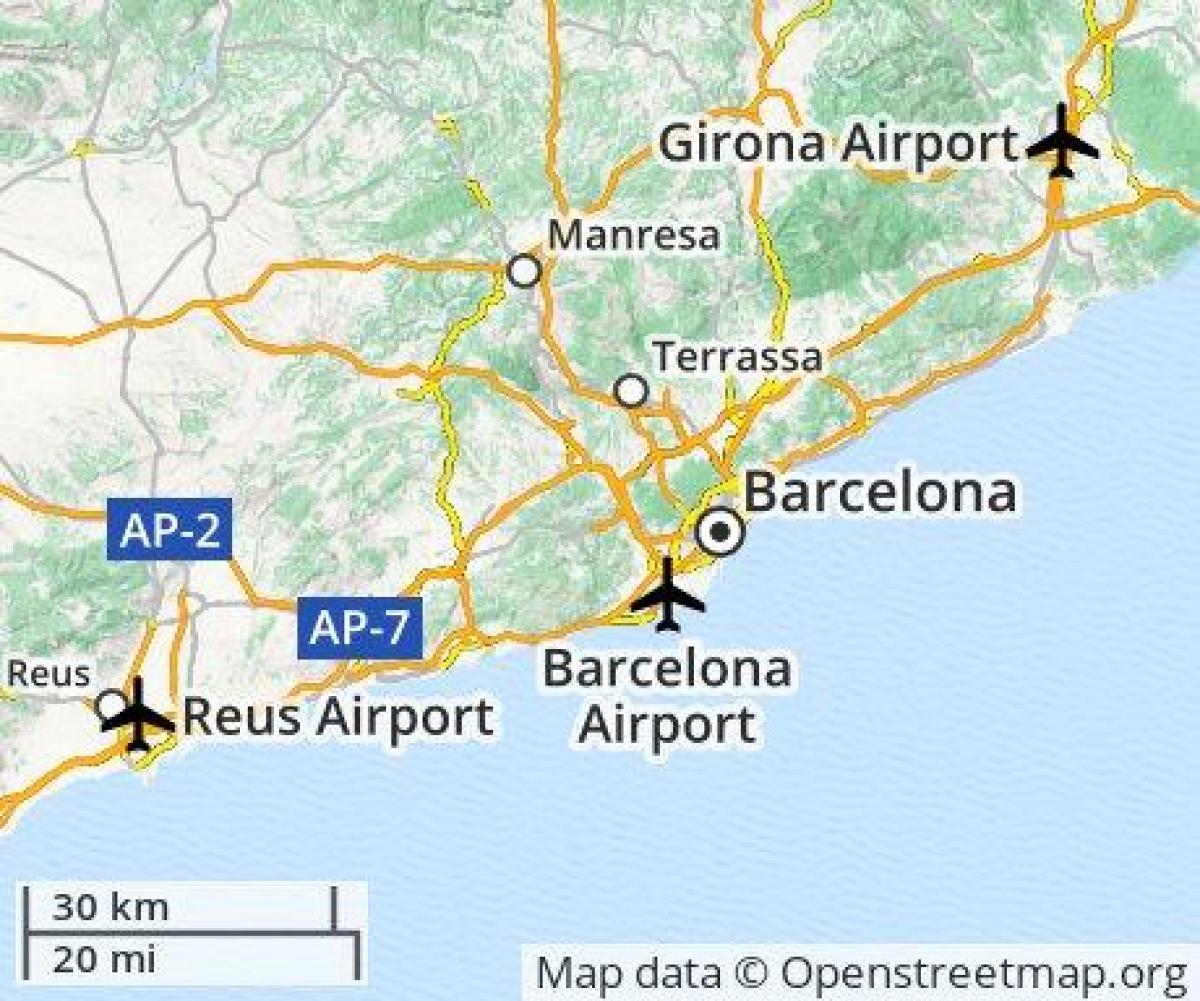 l'aéroport de barcelone carte de localisation