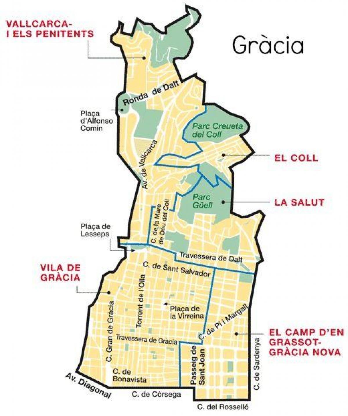 carte du quartier de gracia à barcelone