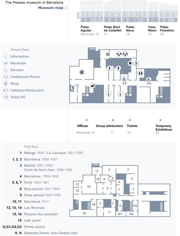 carte de le musée picasso de barcelone 