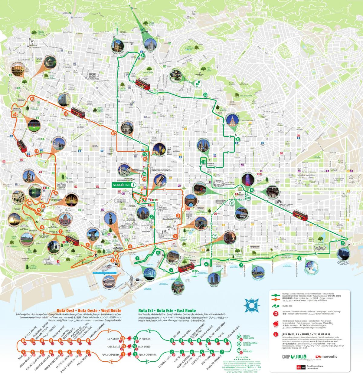 carte des sites touristiques de barcelone