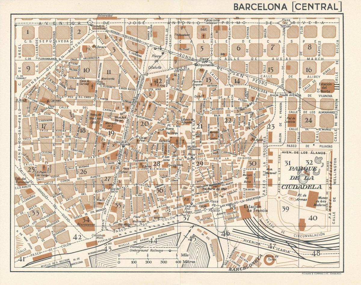 carte vintage de barcelone
