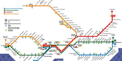Barcelone carte du train de l'aéroport