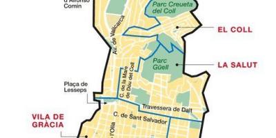 Carte du quartier de gracia à barcelone