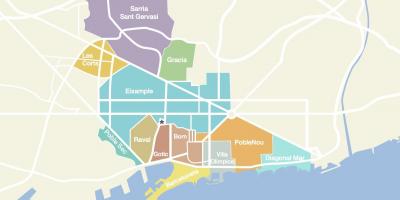 Carte des quartiers de barcelone, en espagne