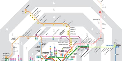 Plan du métro de barcelone, avec des zones de