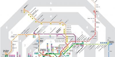 Plan du métro de barcelone, avec des zones de